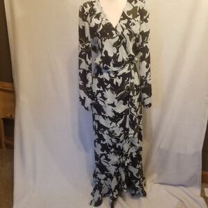 Parker Small July Maxi Dress in Belize Blue Floral Faux Wrap Chiffon Fairy Boho